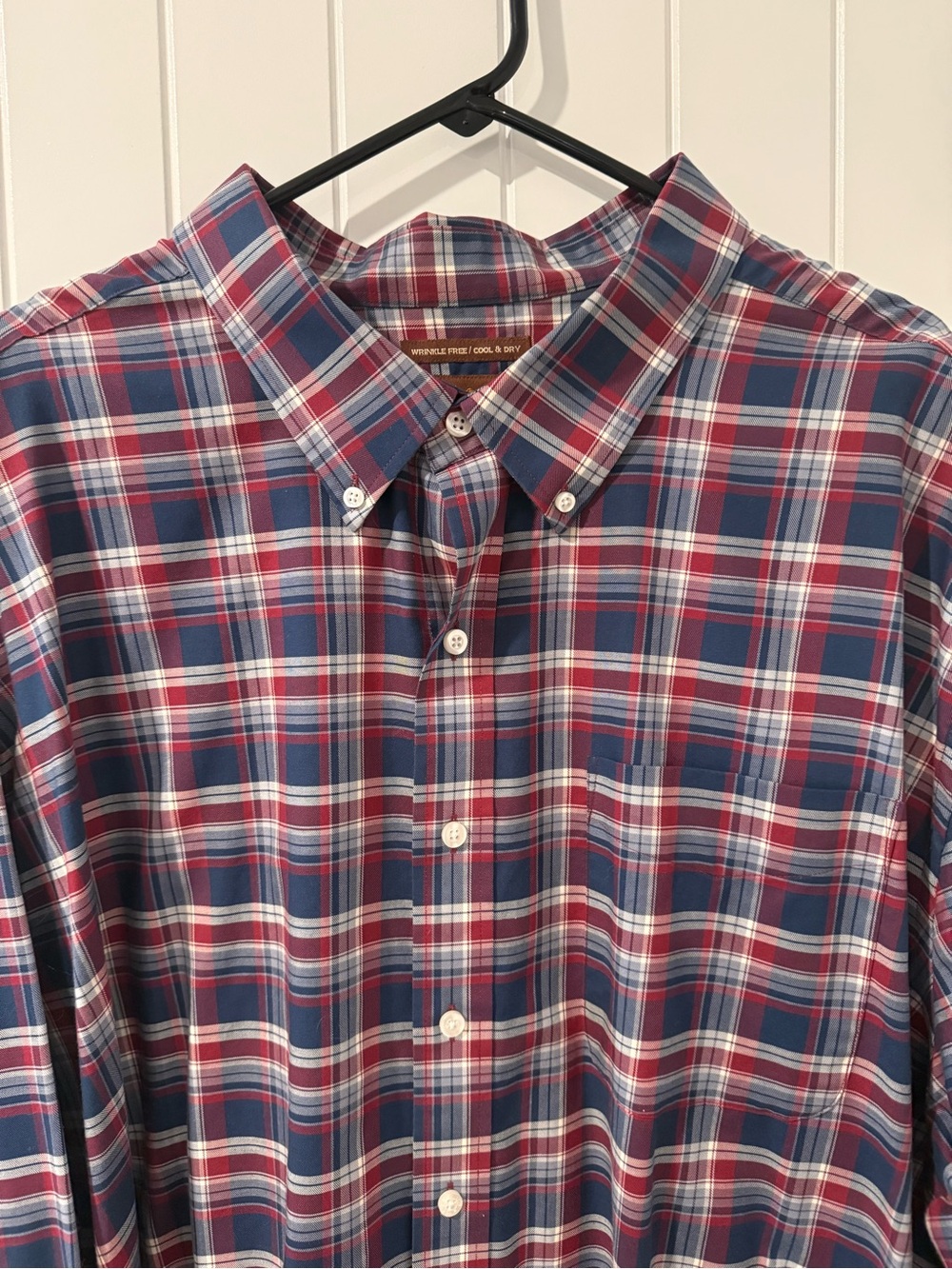 Oak Hill Burgundy, Blue & White Plaid Button-Down Shirt